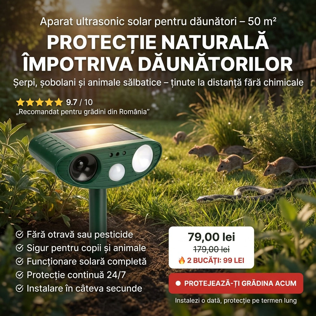Aparat ultrasonic solar pentru dăunători-50 m²