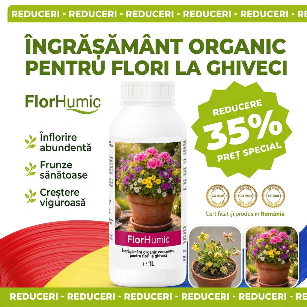 Îngrășământ pentru Plante cu Flori (Interior & Exterior), Înflorire Intensă | FlorHumic
